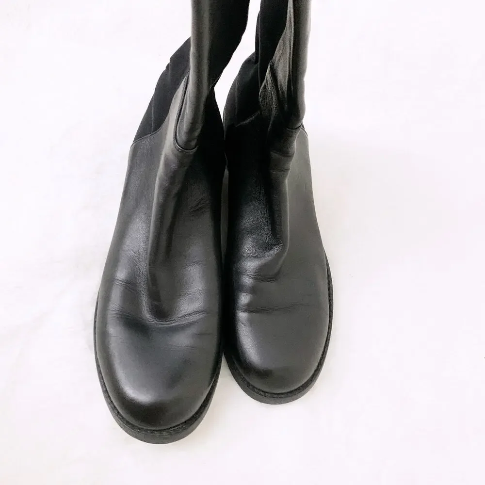 STUART WEITZMAN 5050 leather and stretch knee boots